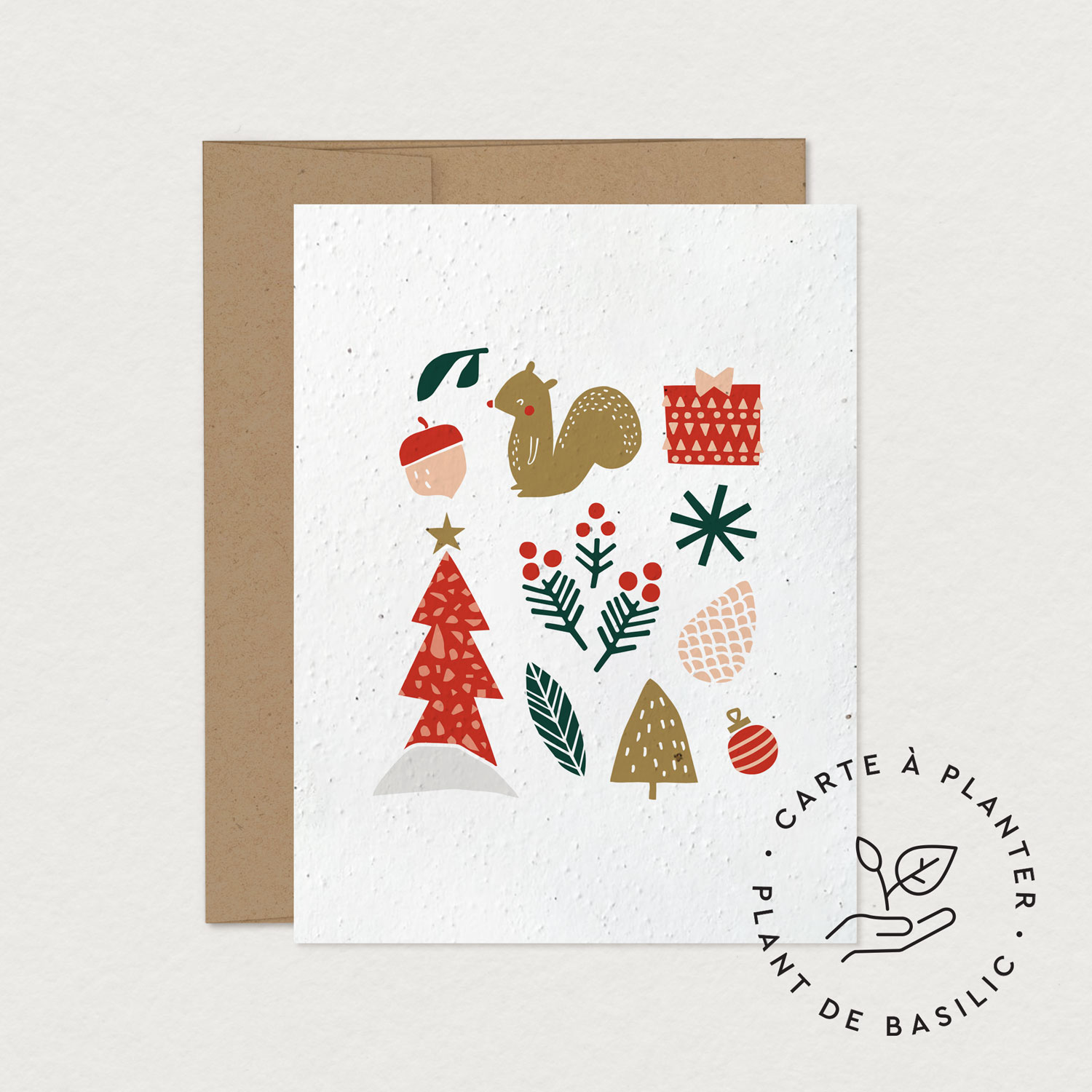 Carte de souhaits - Écureuil festif (à planter)