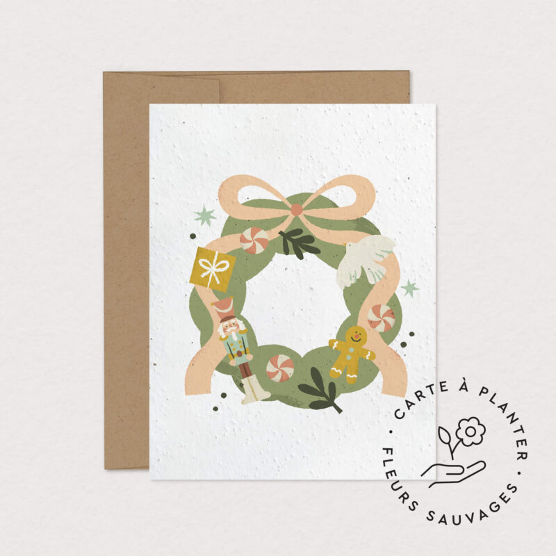 carte à planter couronne festive