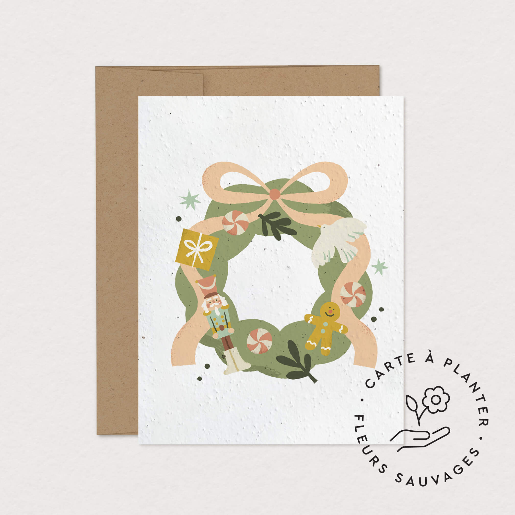 carte à planter couronne festive