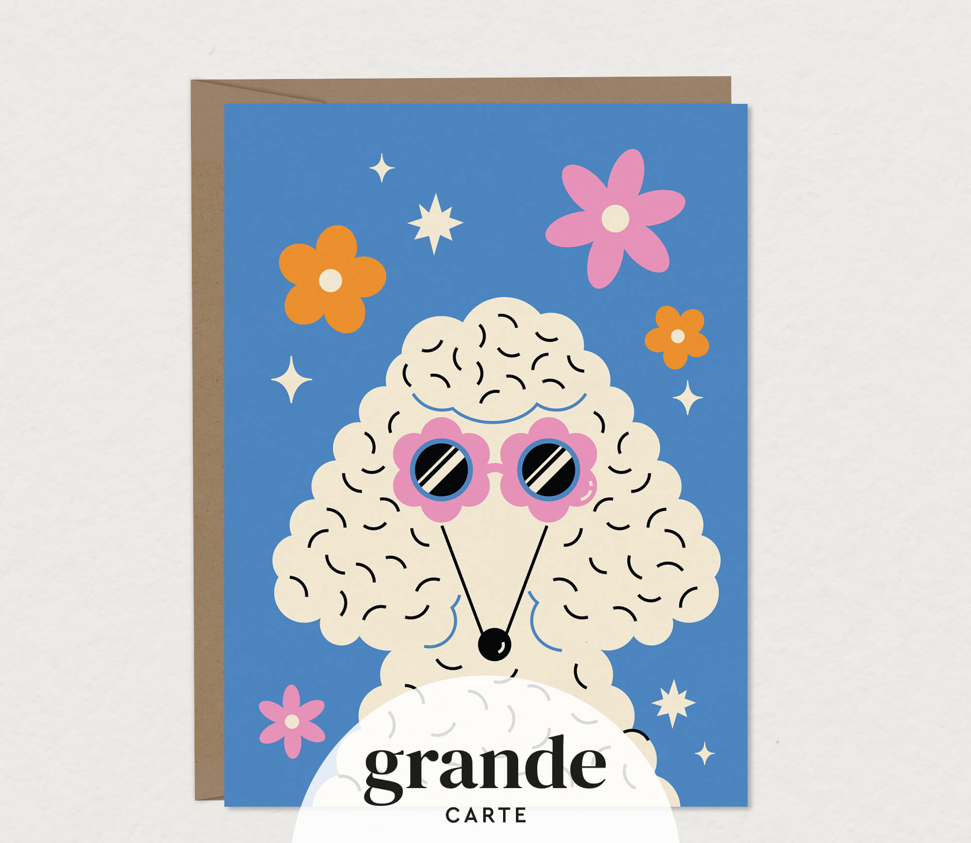 carte de souhaits grand format tete de chien