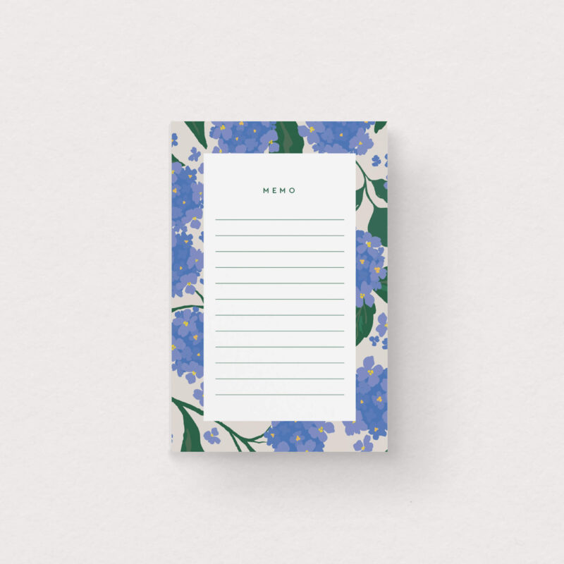 bloc-notes mimosa design hydrangées