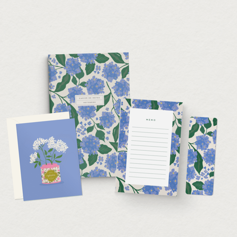 papeterie hydrangées