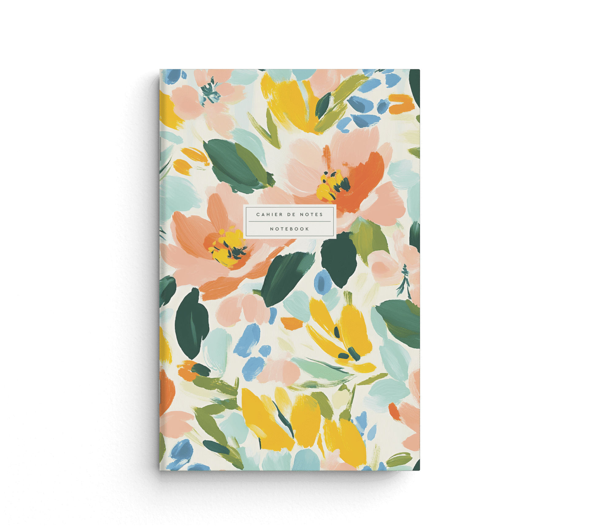 cahier de notes avec motifs de fleurs