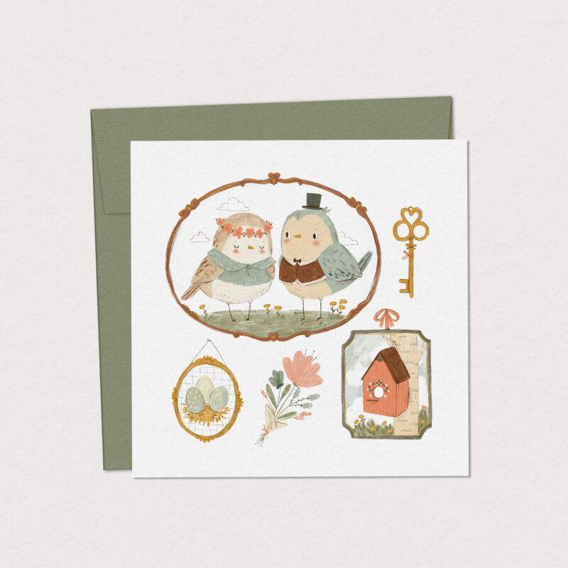 carte de souhaits nid d'amour