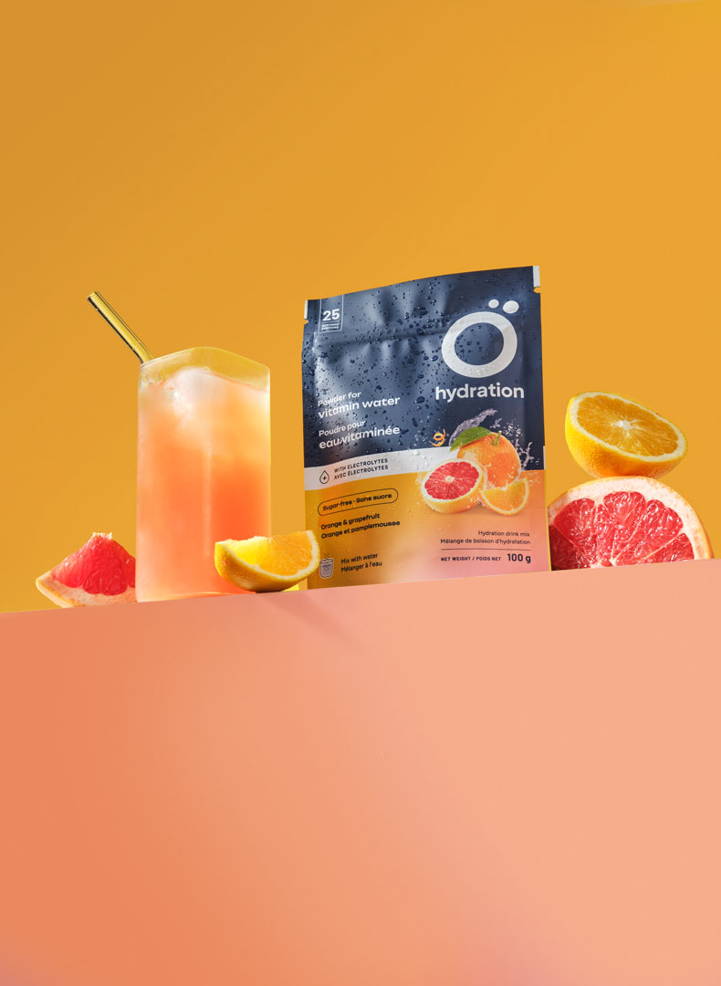 Sacs de suppléments d’hydratation Ö Hydration au design coloré et moderne créés par Mimosa Design