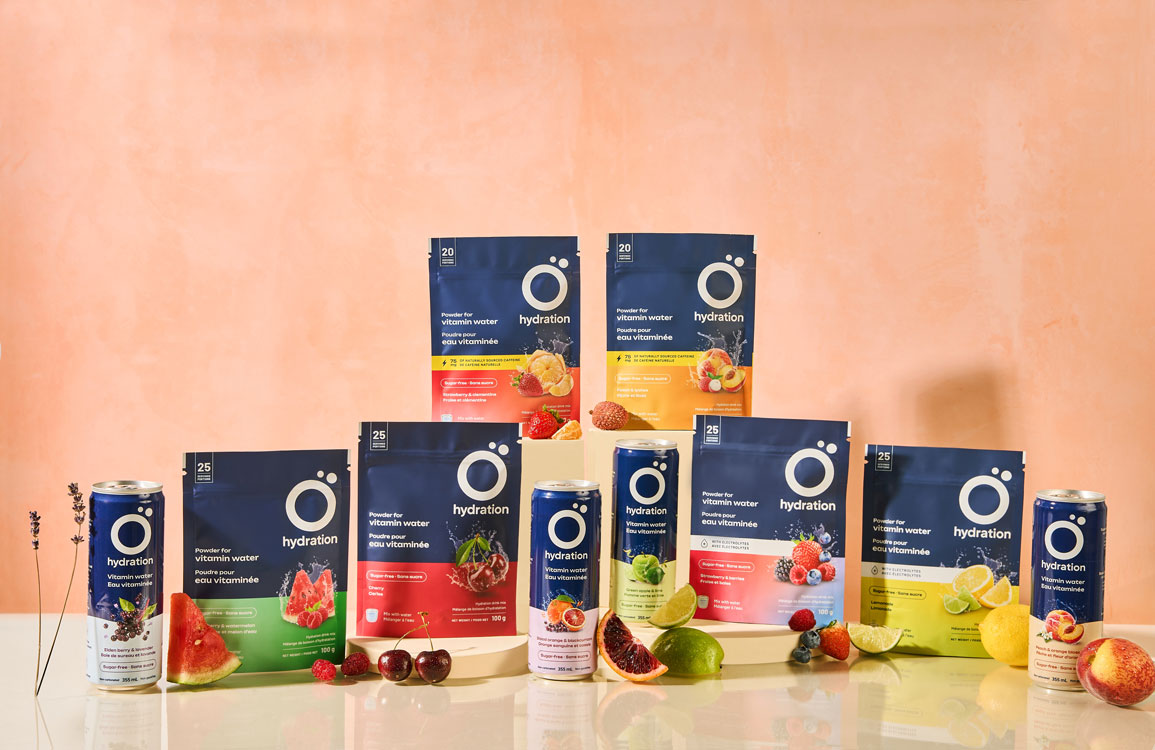 Design de canettes Ö Hydration pour boissons d’hydratation aux saveurs fruitées signé Mimosa Design