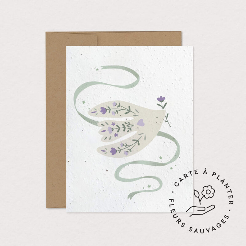 carte de souhaits a planter envolée
