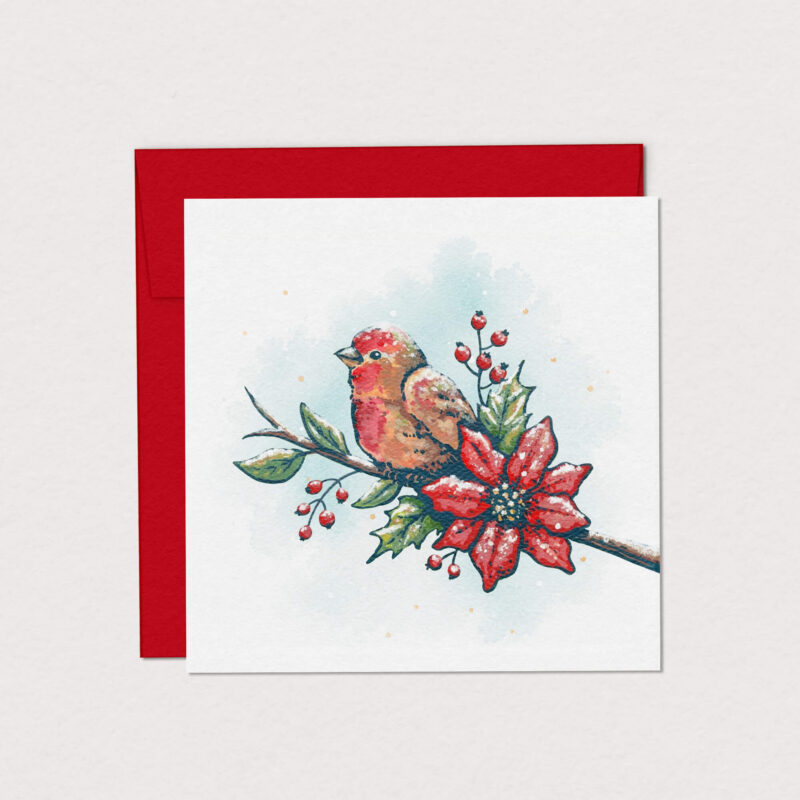 carte de souhait oiseau sur une branche